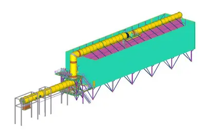 3D steel model of an enclosed conveyor system.